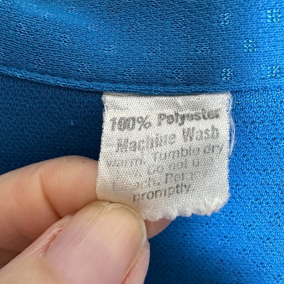 VINTAGE Waist Tie Knife Pleat Button Front Midi Dress, Blue | Sz L/XL - Picture 4 of 8